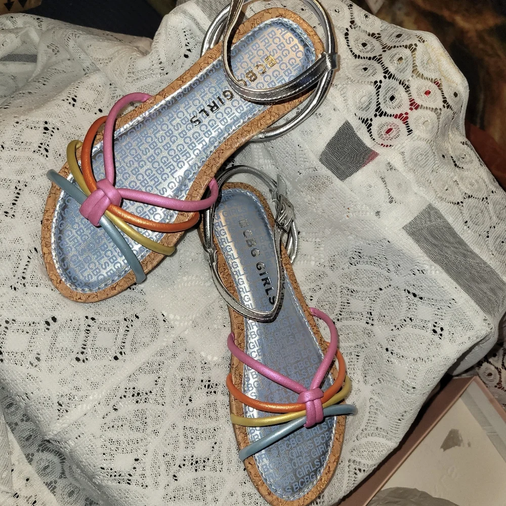 BCBG GIRLS Multicolor Strappy Sandals. NIB